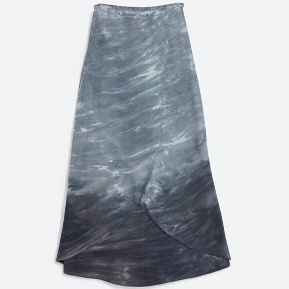 Cynthia Rowley XS Skirt Silk Hi-Lo Marbled Gray Ombre Dreamy Fairy Balletcore - Picture 1 of 10